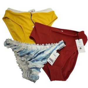 NWT Shade & Shore Target Bikini‎ Bottom Bundle Lot of 3 Size S Red Blue Yellow